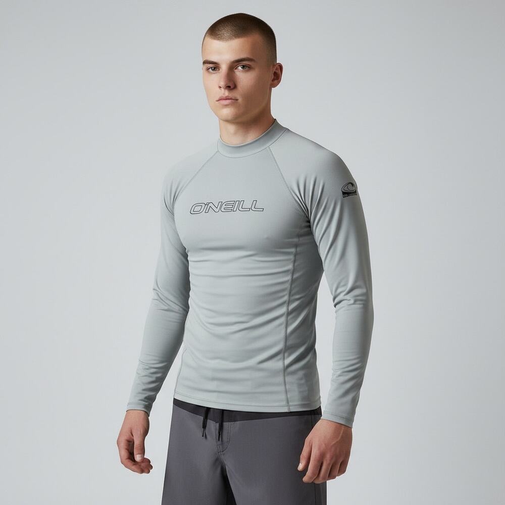 O'Neill Basic Long Sleeve Rash Guard NWT Men's Sz L Lunar Gray